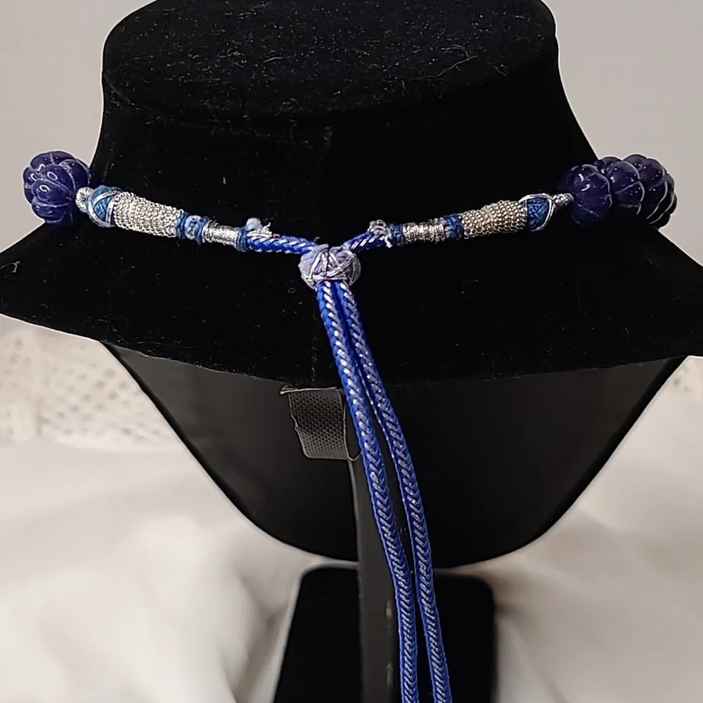 Sapphire Carved Bead Necklace